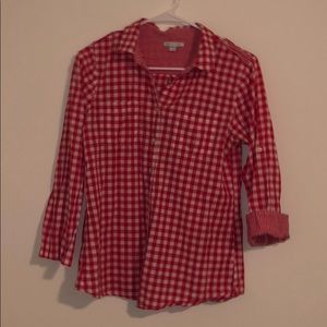 Gap red and white checkered button down size M